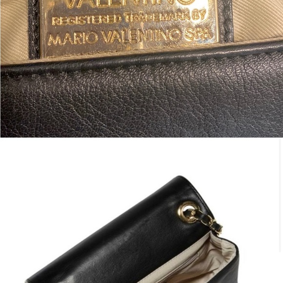 Mario Valentino bag crafted from smooth leather with gleaming hardware finishes. - Picture 4 of 4